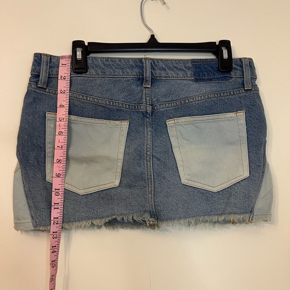 Free People Patched Up Indigo Denim Mini Skirt - Picture 5 of 9